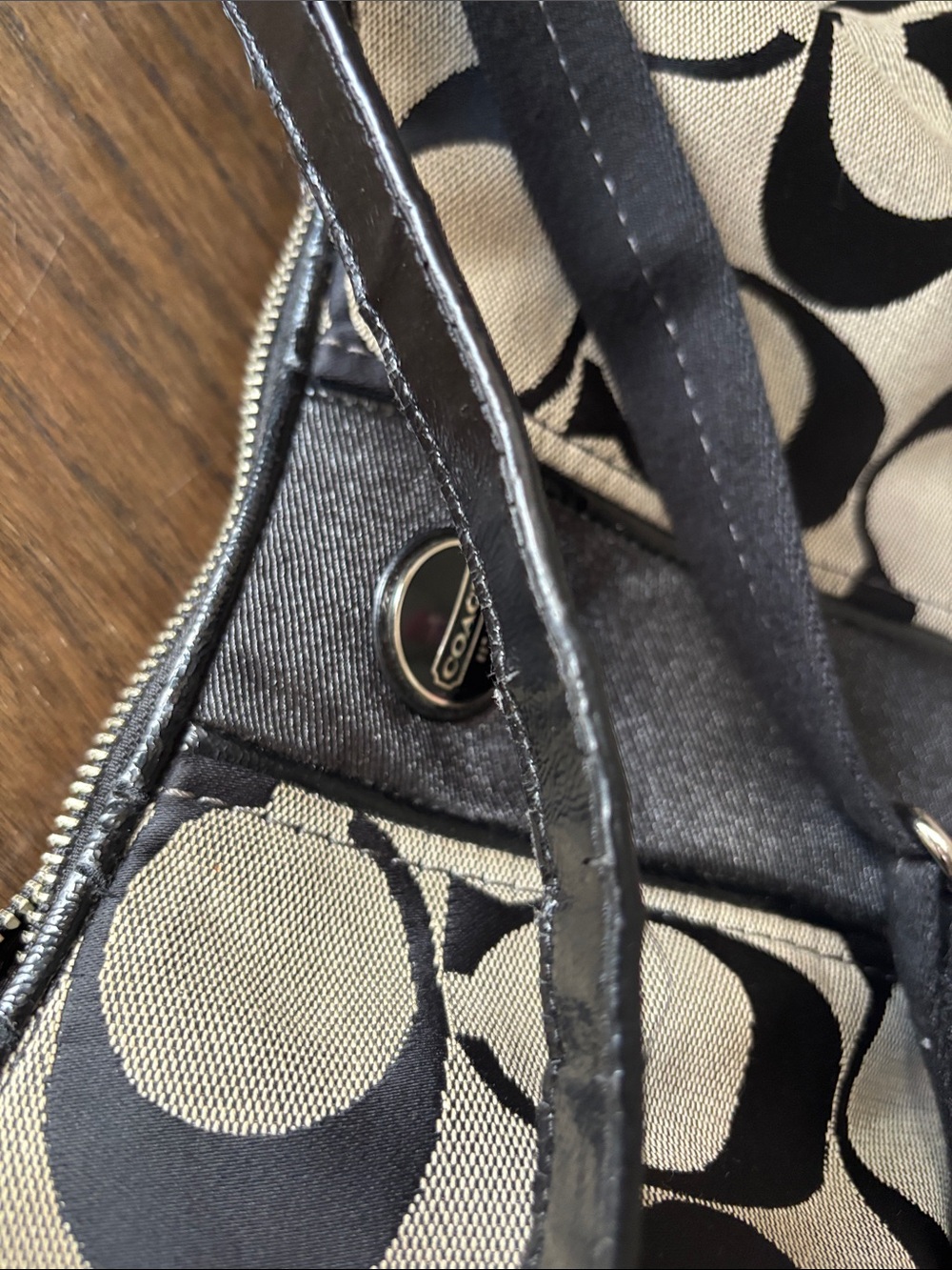 Coach Signature Strip Convertible Hobo Shoulder Bag - Picture 13 of 16